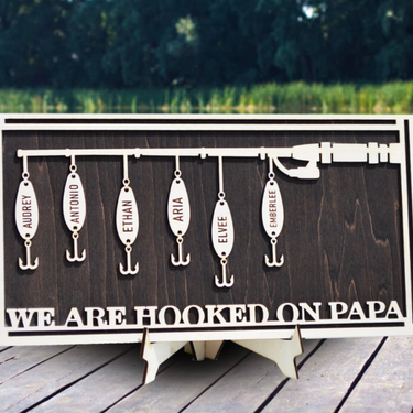 We Are Hooked On Papa Personalized Sign
